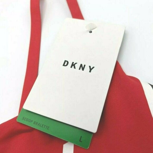 DKNY Intimates Women Wire Free Bralette Red with White Logo Size Large NEW - Picture 7 of 9